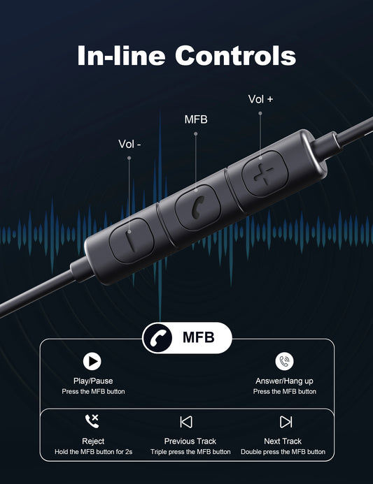 Wired USB-C Earphones – Booming Bass, In-Line Remote, 14mm Dynamic Drivers, Plug & Play (1.2M Cable)