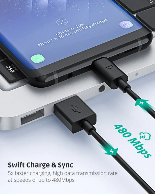 USB-A to USB-C Cable (1M) 60W Fast Charging, Durable TPE Cable