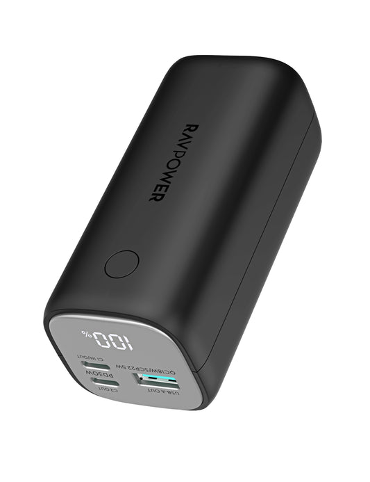 Compact Power Bank 14,000 mAh, 30W USB-C PD Fast Charging, LED Display, Triple-Port Output (2C+1A)