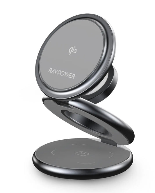 3-in-1 Wireless Charger (Titanium Gray) – 15W MagSafe-Compatible Charging Stand for iPhone, Apple Watch, and AirPods