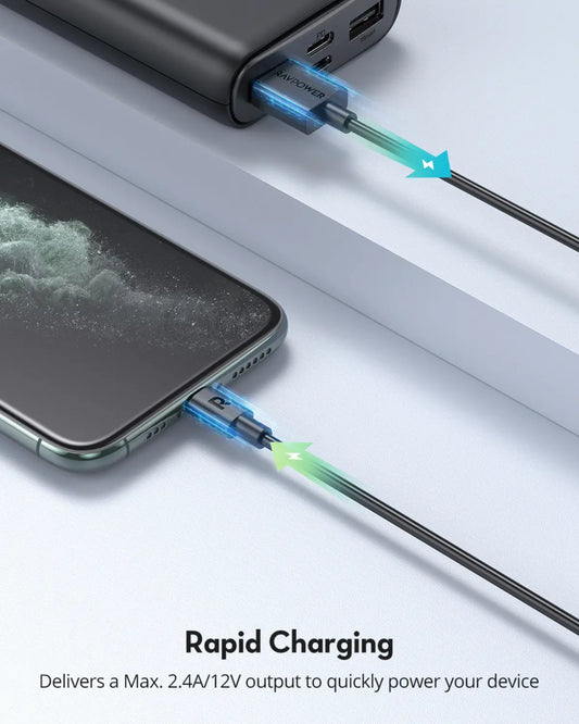 USB-A to Lightning Charging Cable – MFi Certified, 27W Fast Charging, 1M Durable TPE Cable for iPhone, iPad & More