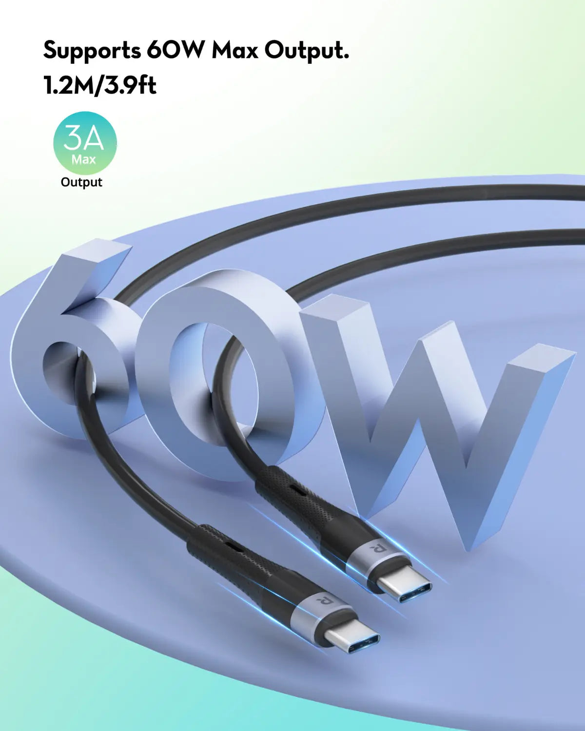 USB-C to USB-C Charging Cable – 60W Fast Charging, 1.2M Ultra-Flexible Liquid Silicone Cable with 20,000+ Bend Lifespan