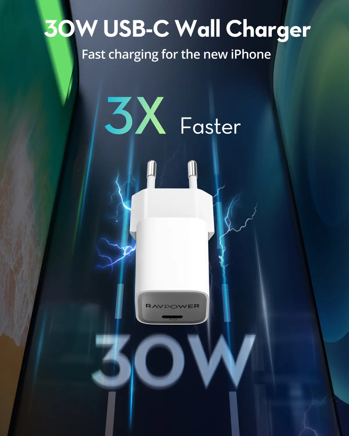 30W USB-C GaN Wall Charger – PD 3.0 Fast Charging, Ultra-Compact Design, EU Plug
