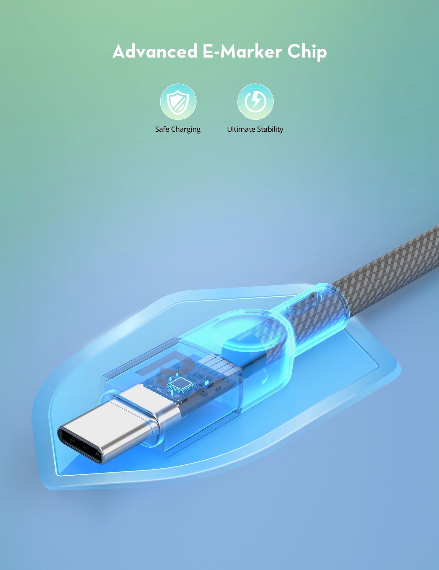 USB-C to USB-C Magnetic Cable, 100W PD Fast Charging, Nylon Braided, 1.2M Length, Secure Magnetic Design