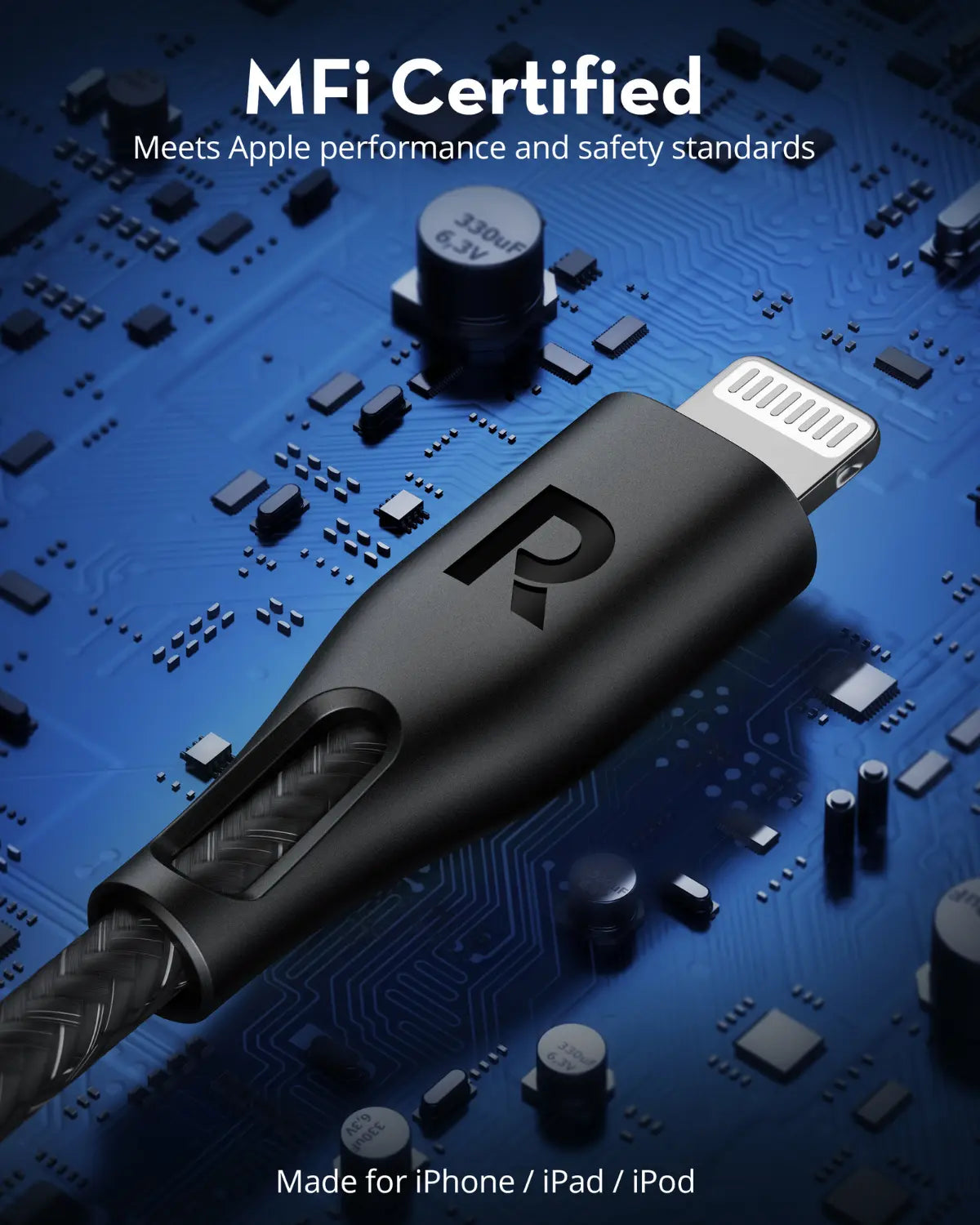 USB-A to Lightning Charging Cable – MFi Certified, 27W Fast Charging, 2M Extra-Long Nylon Braided Cable for iPhone, iPad & More