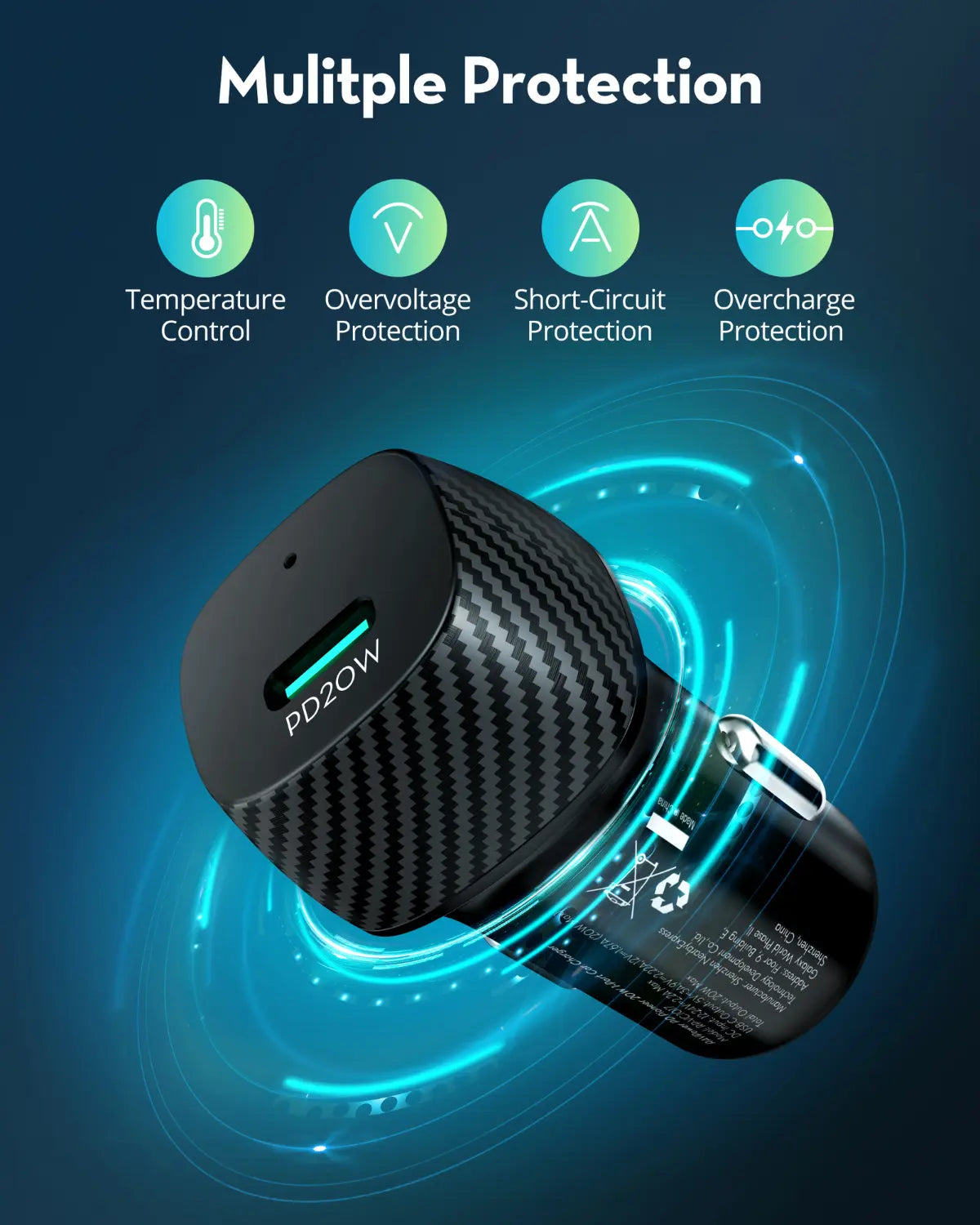 USB-C Car Charger – 20W PD Fast Charging, Compact