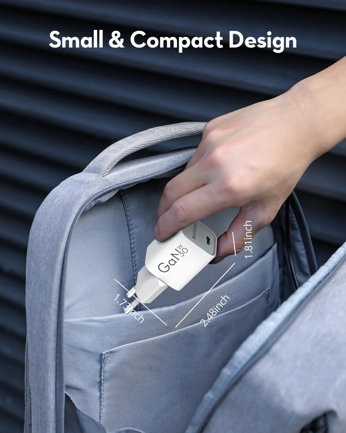 30W USB-C GaN Wall Charger – PD 3.0 Fast Charging, Ultra-Compact Design, EU Plug