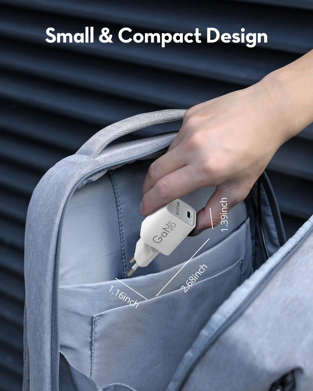 20W USB-C GaN Wall Charger – PD 3.0 Fast Charging, Ultra-Compact, EU Plug | Compatible with Lebanon Power Outlets