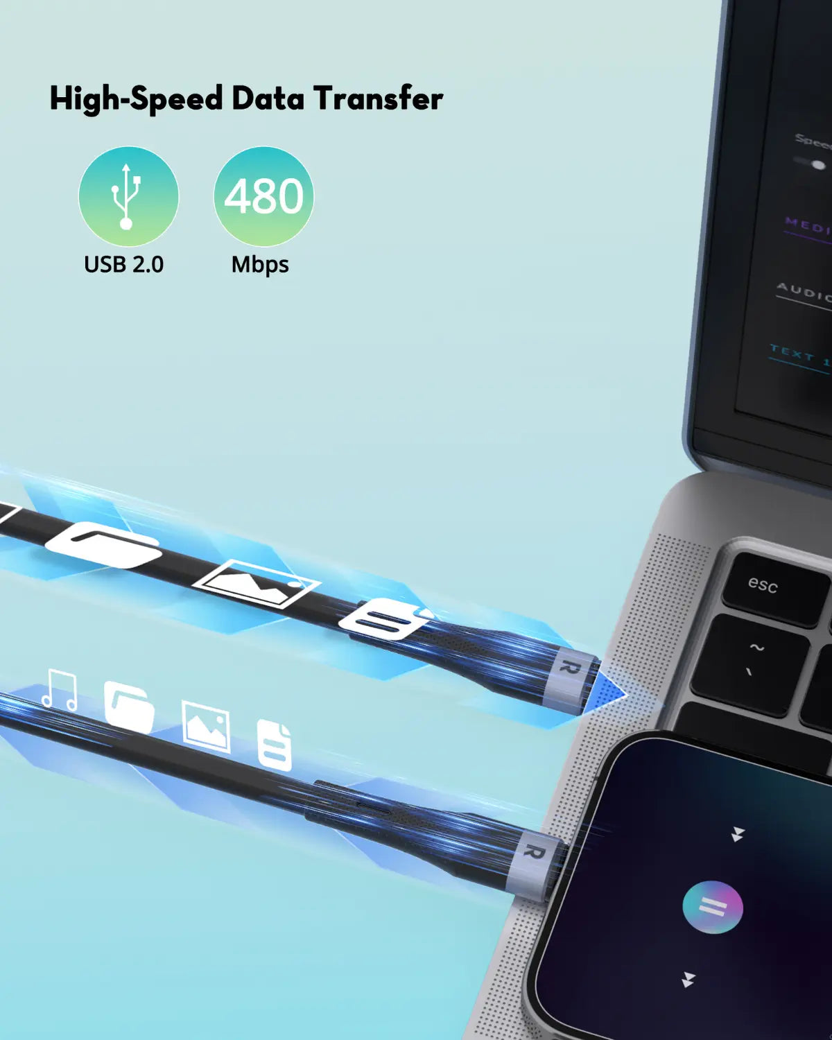 USB-C to USB-C Charging Cable – 60W Fast Charging, 1.2M Ultra-Flexible Liquid Silicone Cable with 20,000+ Bend Lifespan