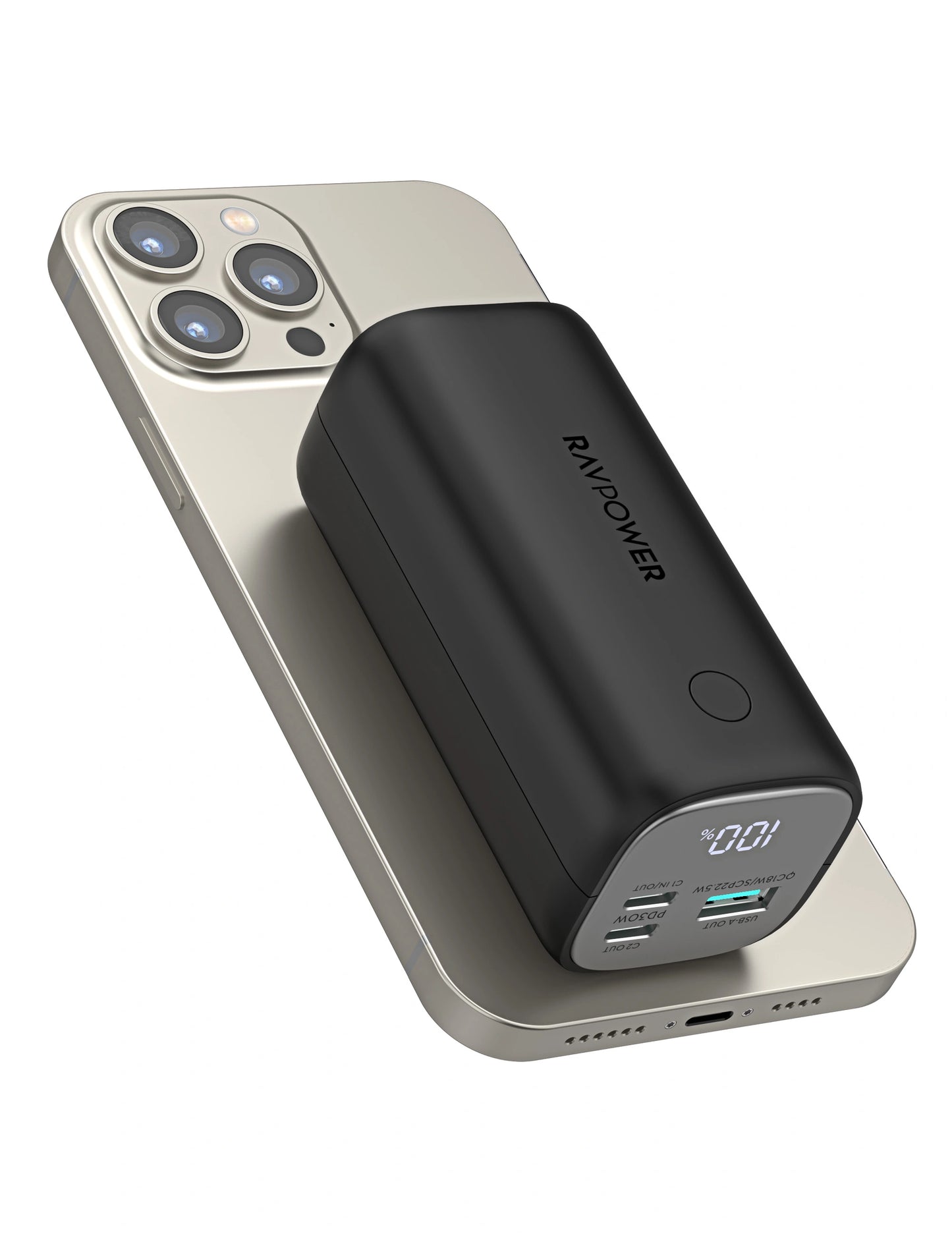 Compact Power Bank 14,000 mAh, 30W USB-C PD Fast Charging, LED Display, Triple-Port Output (2C+1A)