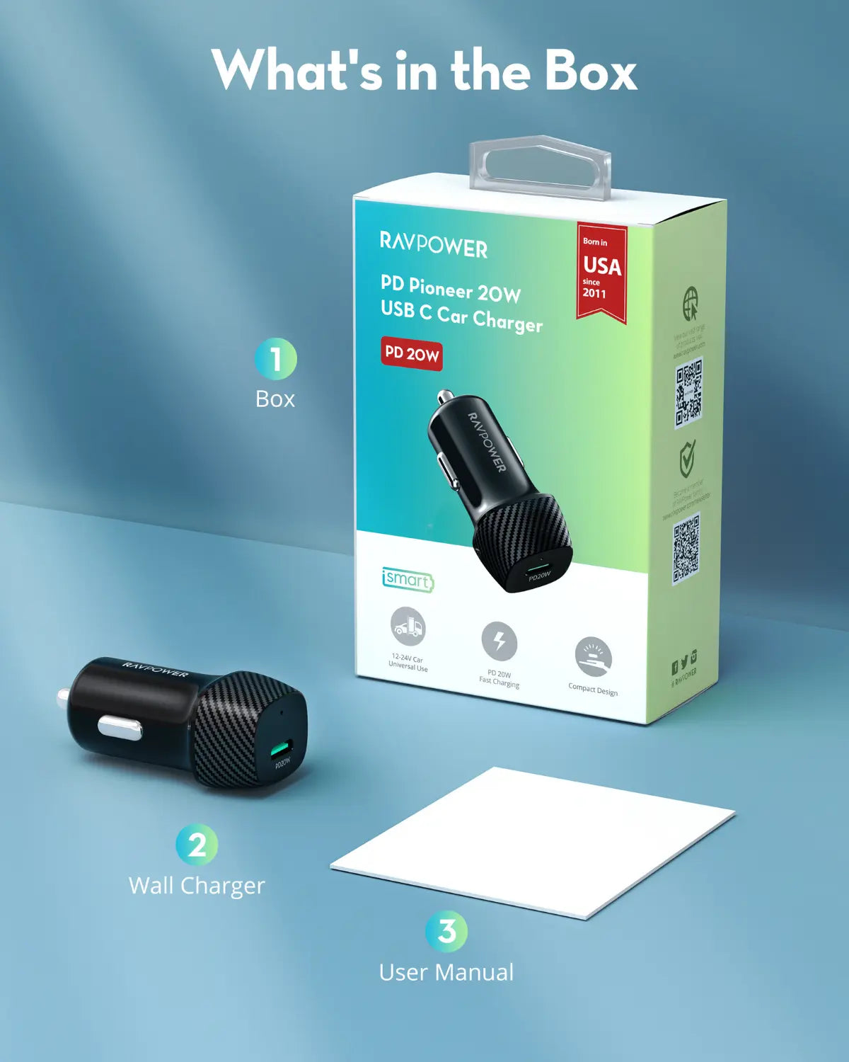 USB-C Car Charger – 20W PD Fast Charging, Compact