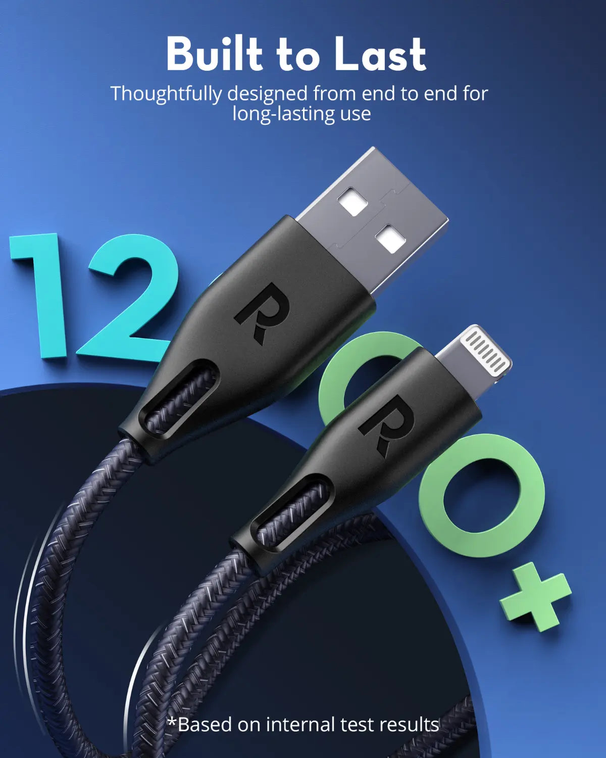USB-A to Lightning Charging Cable – MFi Certified, 27W Fast Charging, 2M Extra-Long Nylon Braided Cable for iPhone, iPad & More