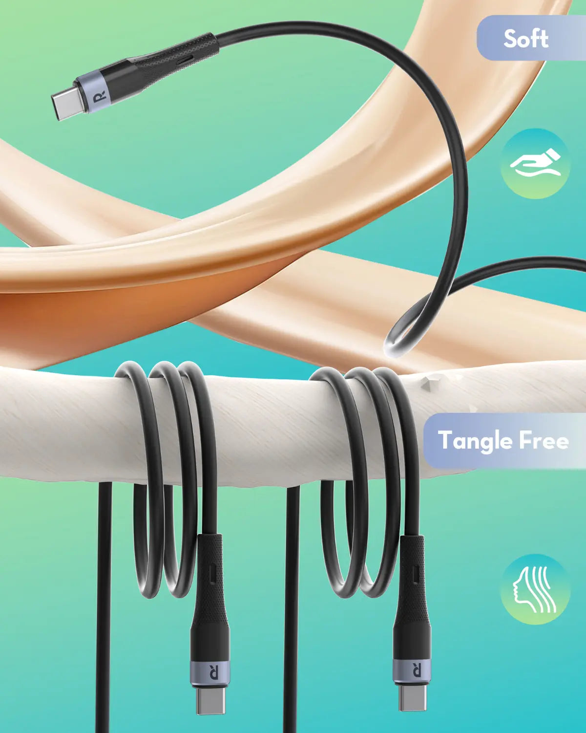 USB-C to USB-C Charging Cable – 60W Fast Charging, 1.2M Ultra-Flexible Liquid Silicone Cable with 20,000+ Bend Lifespan