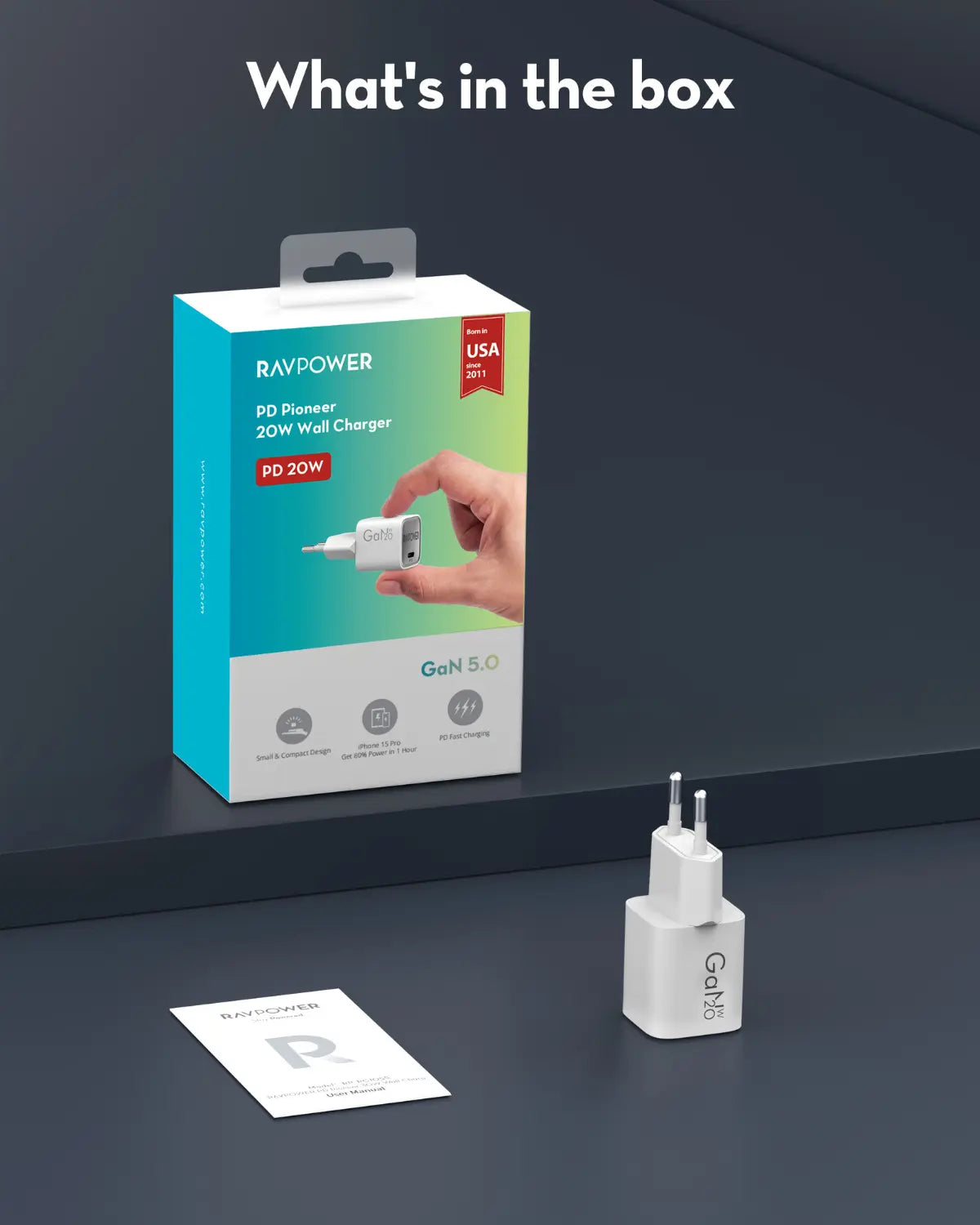 20W USB-C GaN Wall Charger – PD 3.0 Fast Charging, Ultra-Compact, EU Plug | Compatible with Lebanon Power Outlets