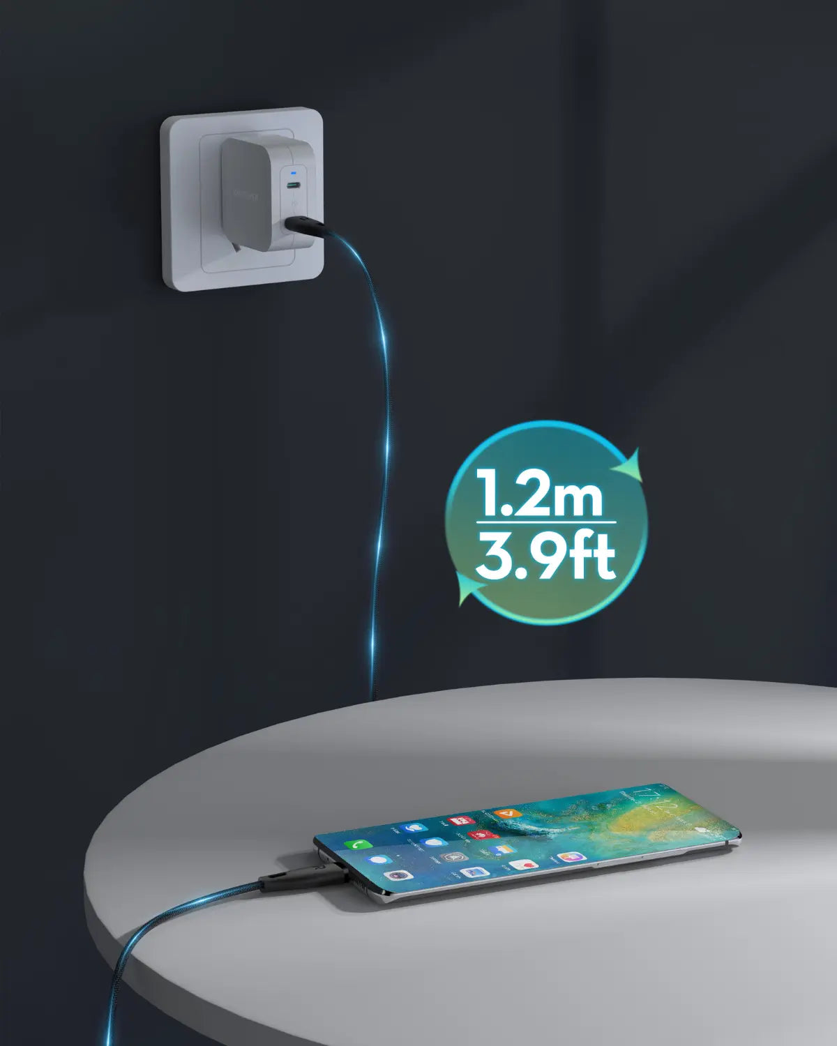 USB-C to USB-C Charging Cable – 60W Fast Charging, 1.2M Ultra-Durable Nylon Braided Cable with CNC Metal Connectors