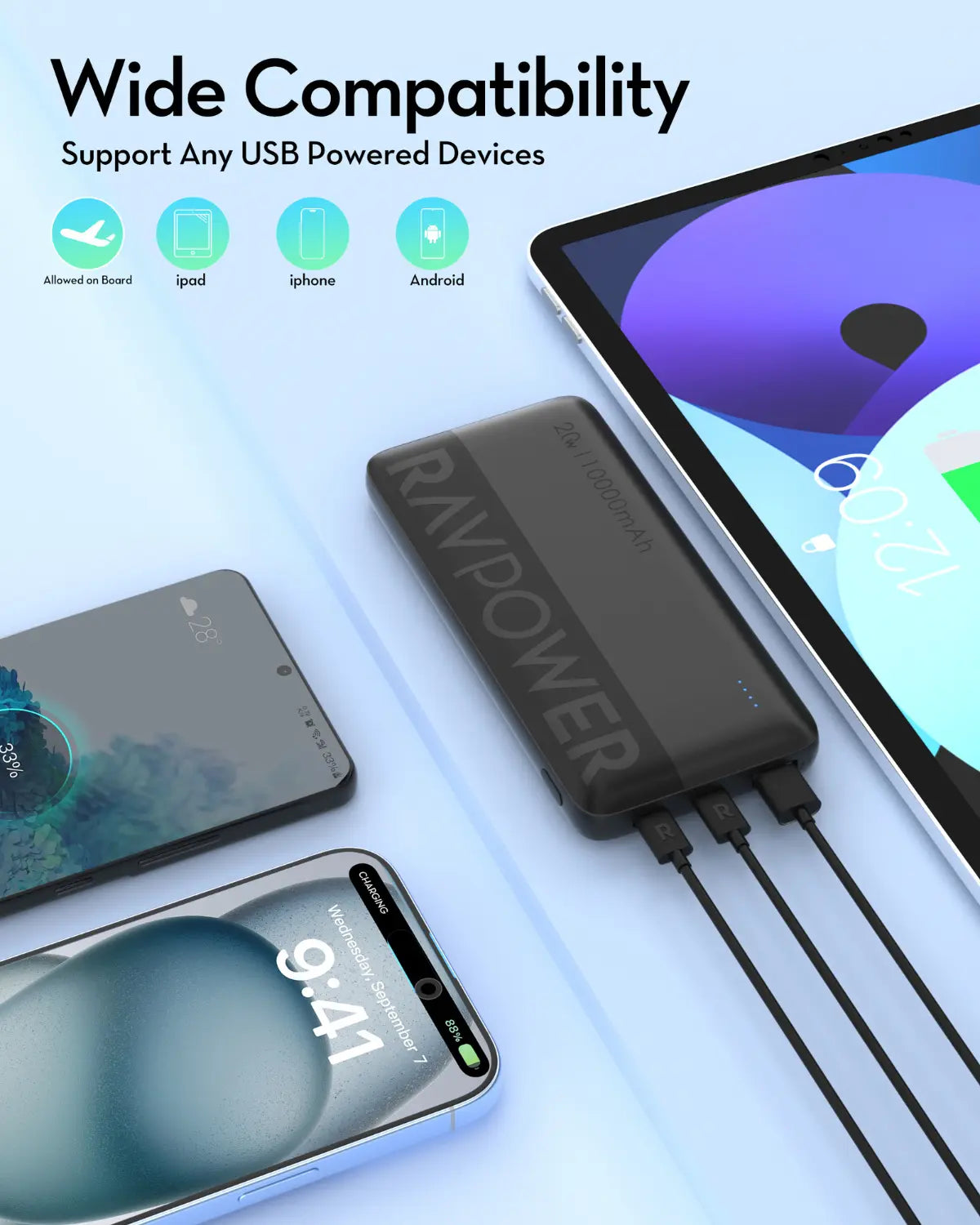 10,000mAh Power Bank – 22.5W SCP & 20W PD Fast Charging, USB-C Two-Way, Triple Output Charger