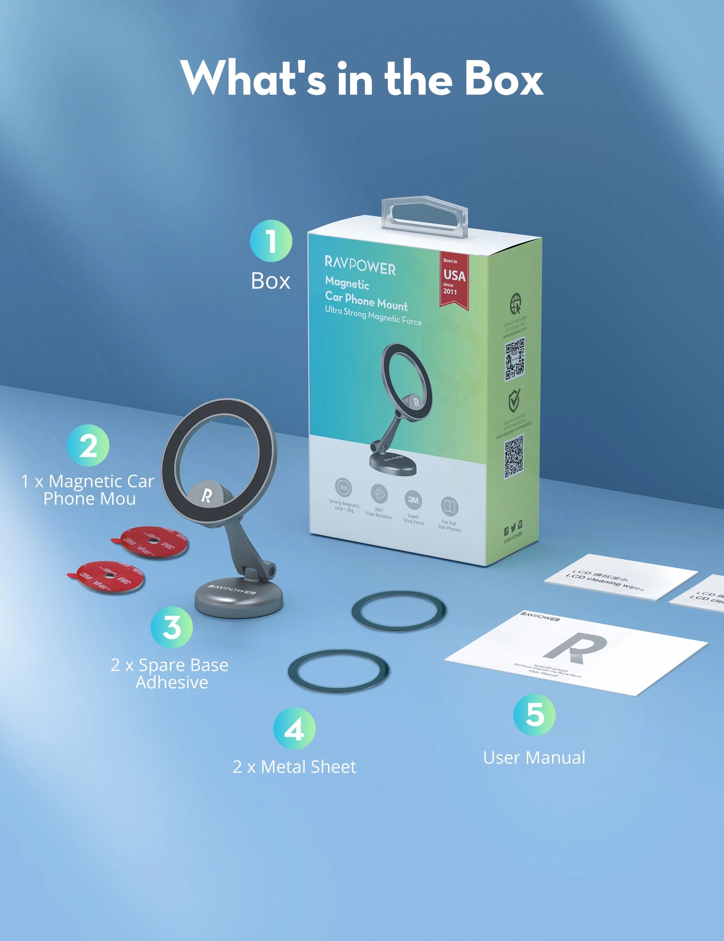 Magnetic Car Phone Holder – 360° Biaxial Adjustment, Strong N52 Magnets, Aluminum Alloy Build