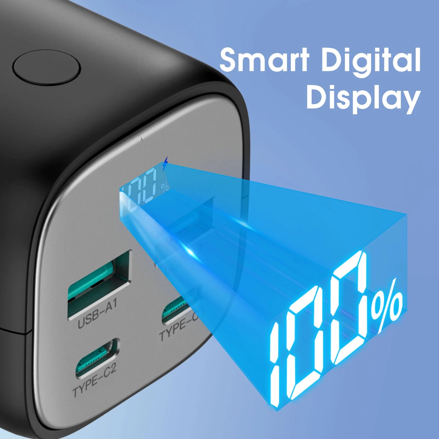 Power Bank 20,000 mAh, 70W USB-C PD, 4-Port Output, LED Display, High-Speed Laptop & Smartphone Charging
