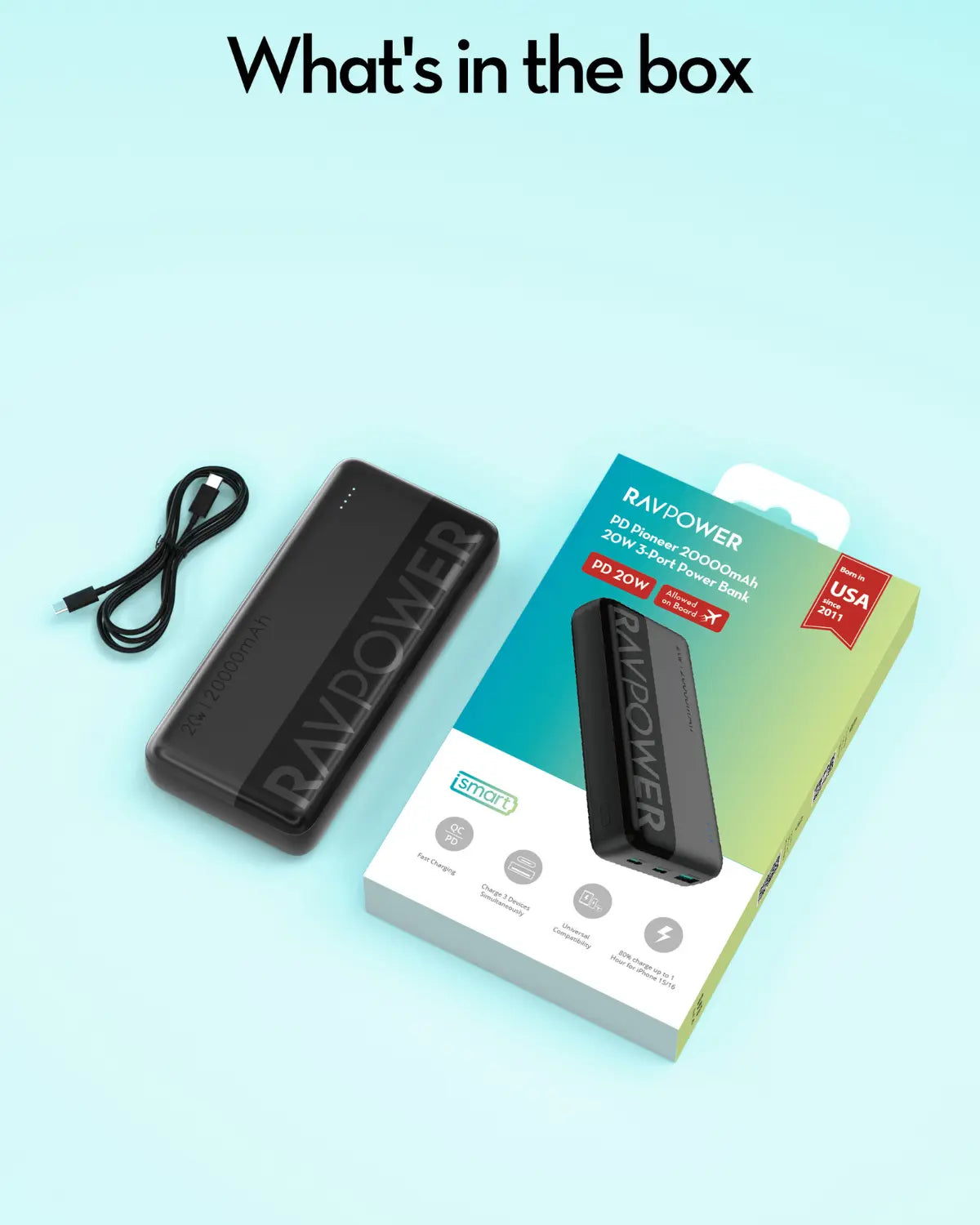 20,000mAh Power Bank – 22.5W SCP & 20W PD Fast Charging, USB-C Two-Way, Triple Port Output
