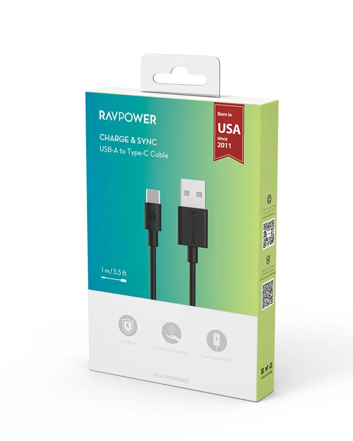 USB-A to USB-C Cable (1M) 60W Fast Charging, Durable TPE Cable