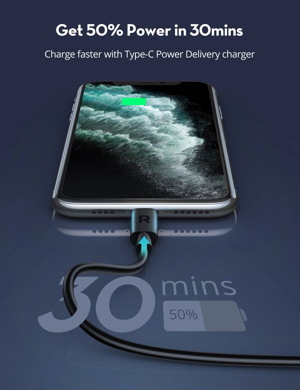 USB-C to Lightning Cable – 27W PD Fast Charging, MFi Certified, 1M TPE Durable Design