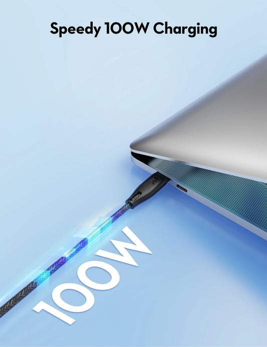 USB-C to USB-C Cable, 100W PD Fast Charging, 1.5M Length, Ultra-Durable Nylon Braided, 50,000+ Bend Lifespan