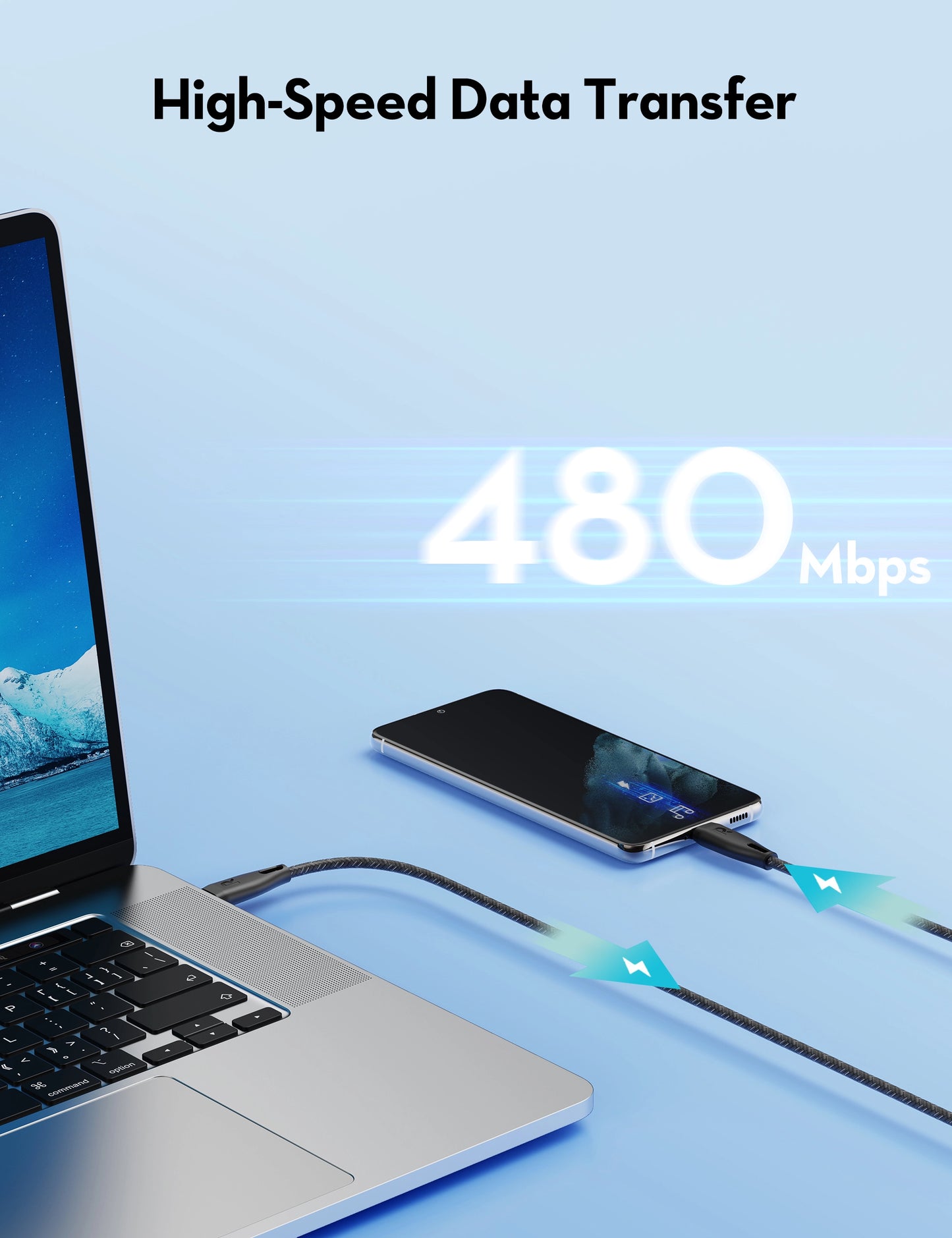 USB-C to USB-C Cable, 100W PD Fast Charging, 1.5M Length, Ultra-Durable Nylon Braided, 50,000+ Bend Lifespan