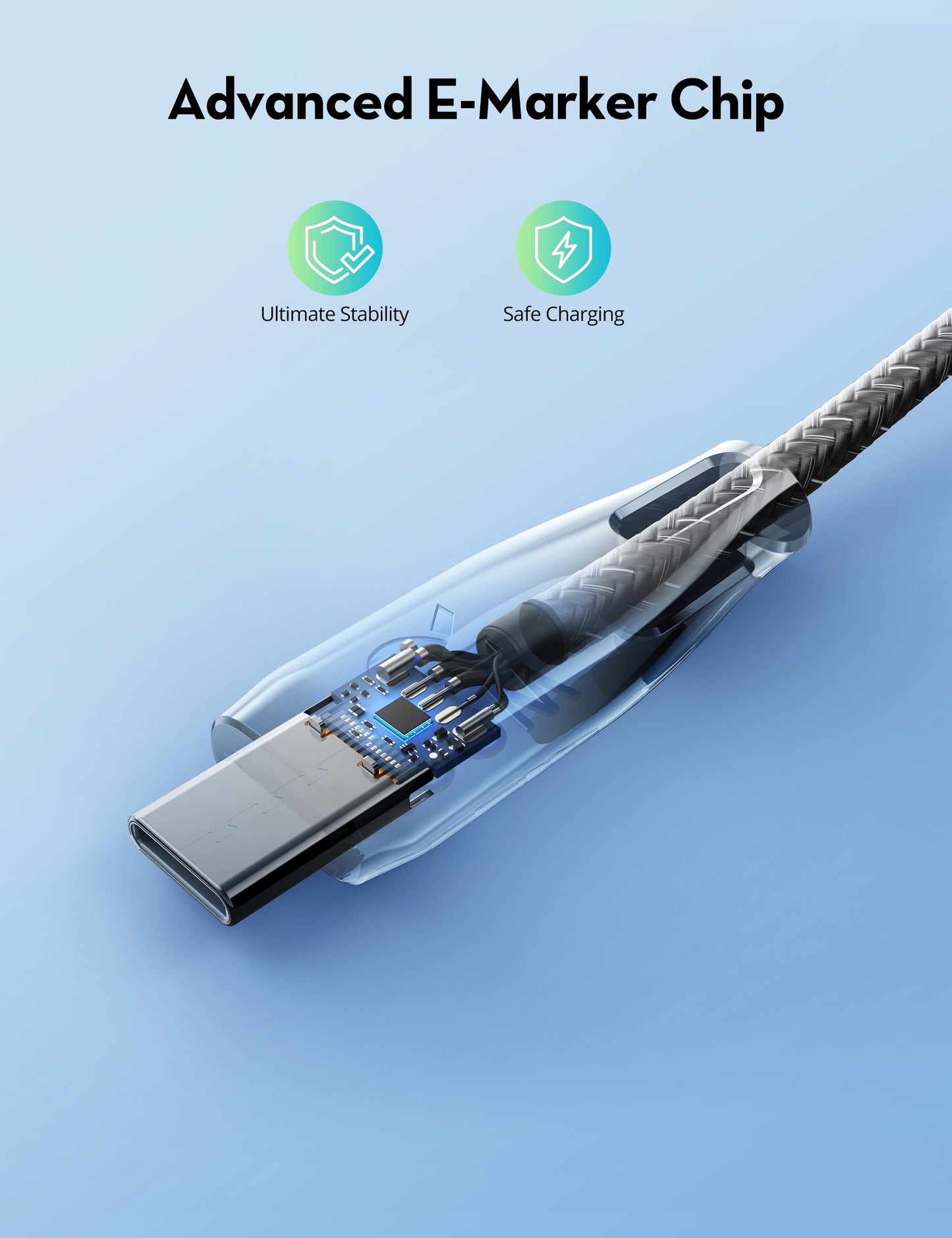 USB-C to USB-C Cable, 100W PD Fast Charging, 1.5M Length, Ultra-Durable Nylon Braided, 50,000+ Bend Lifespan