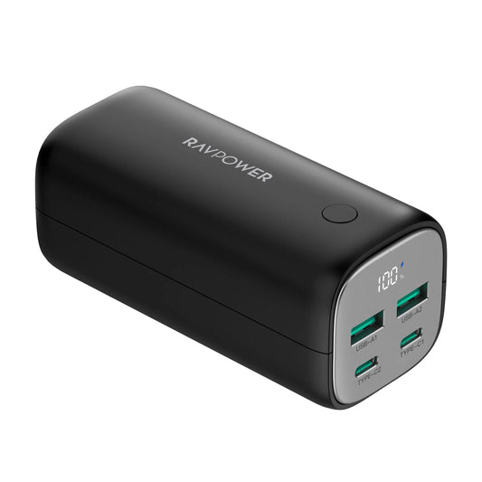 Power Bank 20,000 mAh, 70W USB-C PD, 4-Port Output, LED Display, High-Speed Laptop & Smartphone Charging