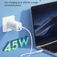 45W GaN Dual-Port Wall Charger – USB-C PD + USB-A QC Fast Charging, Compact EU Plug Charger