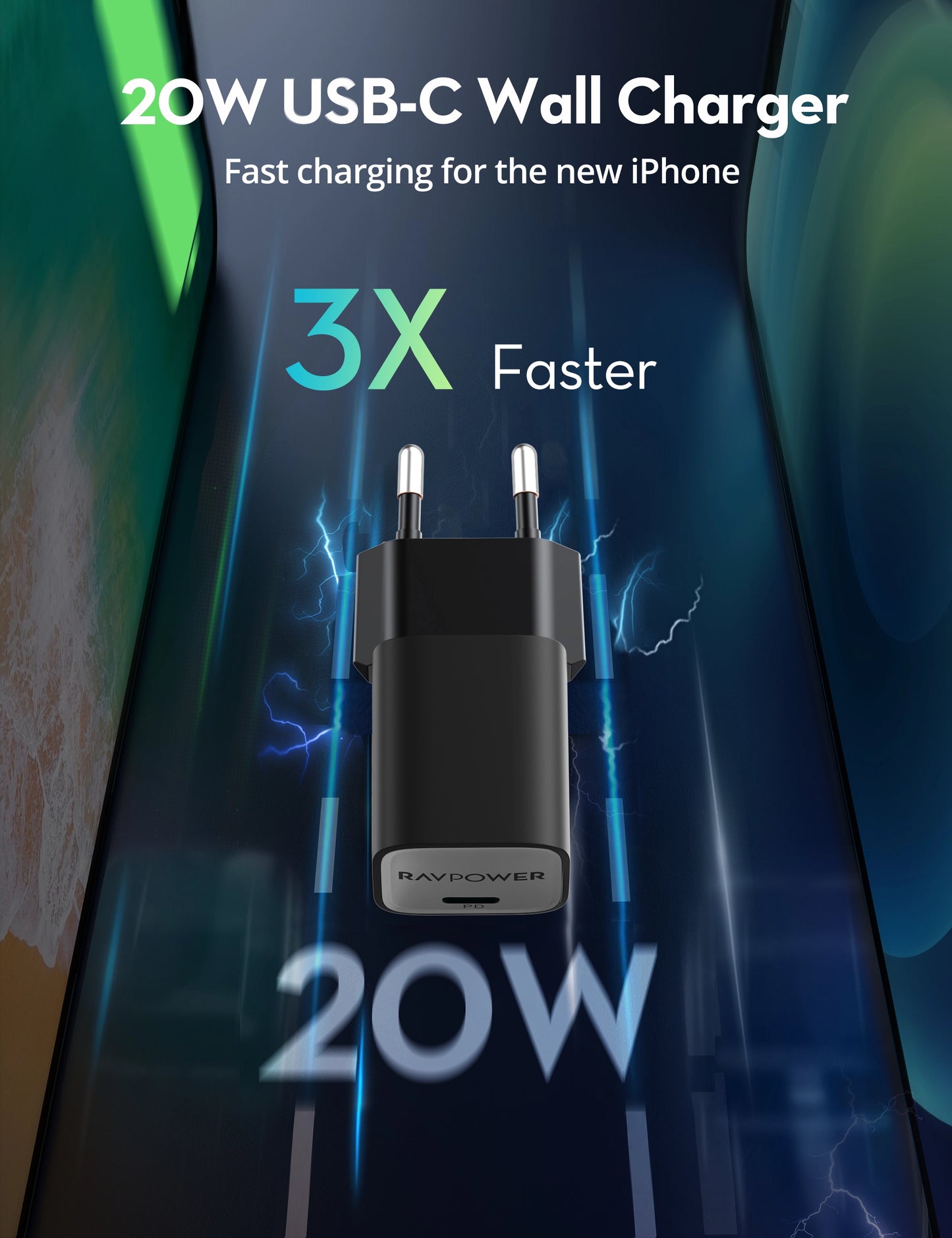 20W USB-C GaN Wall Charger – PD 3.0 Fast Charging, Ultra-Compact, EU Plug | Compatible with Lebanon Power Outlets