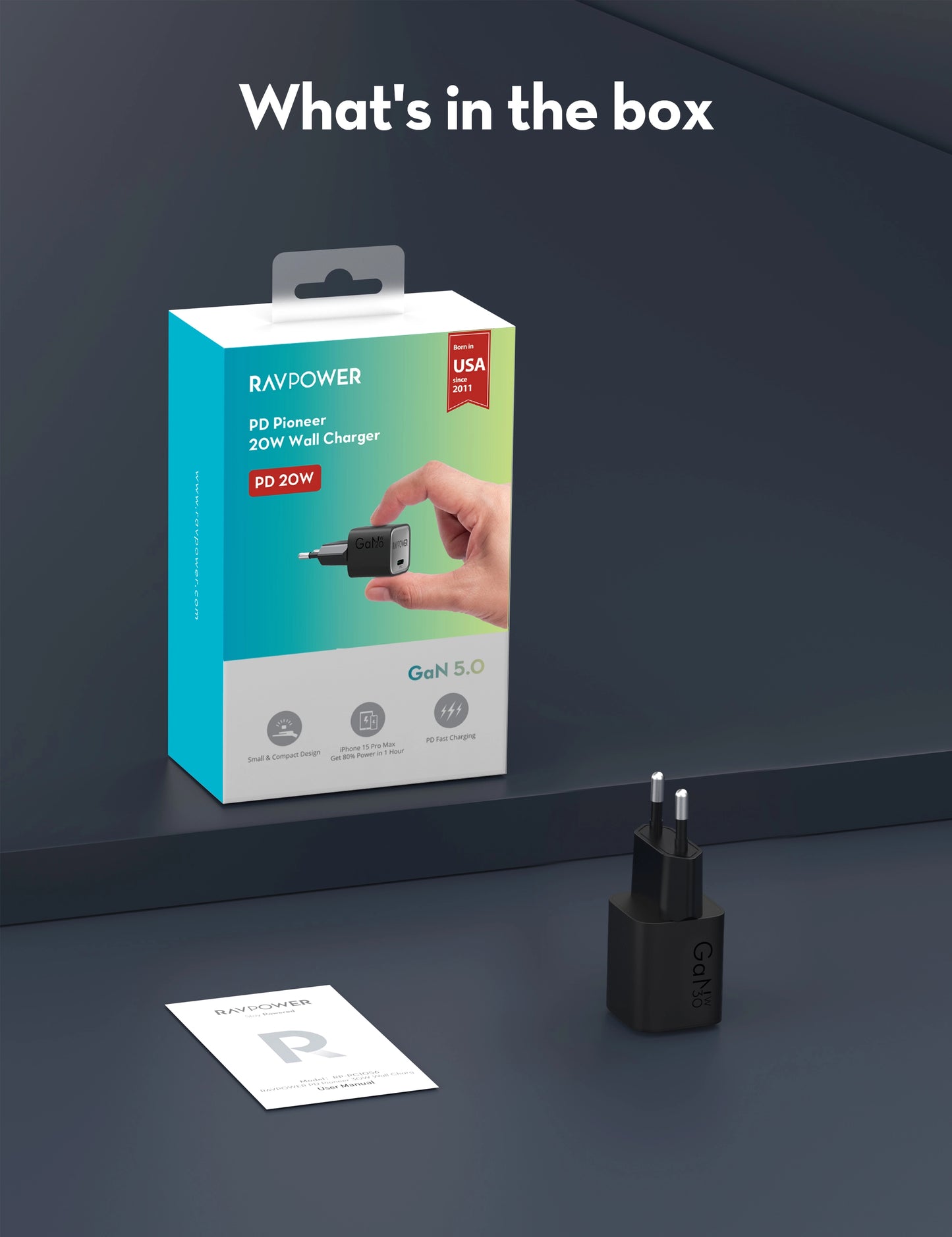 20W USB-C GaN Wall Charger – PD 3.0 Fast Charging, Ultra-Compact, EU Plug | Compatible with Lebanon Power Outlets